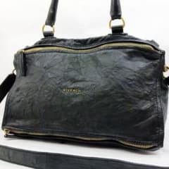 美品】ジバンシィ パンドラ ボストンバッグ 2way レザー A4可 肩掛 黒 