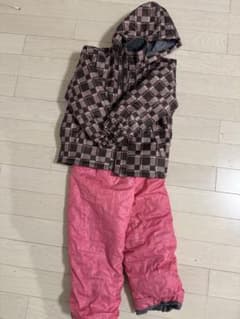 子供用　スキーウェア ブラウンとピンクのチェック柄　130㎝のサムネイル