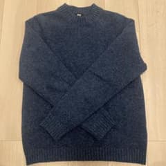 UNIQLO スフレヤーンクルーネックセーター ブルー Sサイズのサムネイル