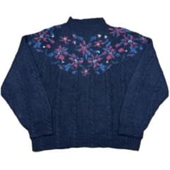 80s L.L.Bean モヘア混 花柄 ノルディック ニット ビンテージのサムネイル