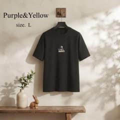 Purple&Yellow 퍼플 & 옐로우 반팔 T L 스누피 블랙 상태좋음
