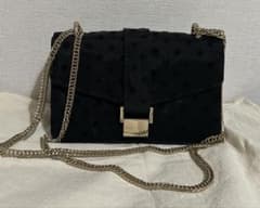 ZARA ドット柄 チェーンショルダーバッグ ブラックのサムネイル
