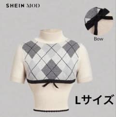 SHEIN チェック　アーガイル柄 半袖　ニットのサムネイル