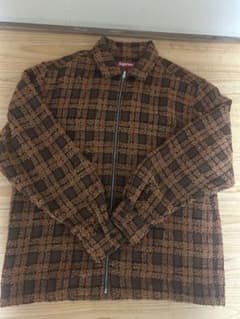 Supreme チェック柄 ジップアップジャケット 茶色25aw最終値下げ Supreme チェック柄 ジップジャケット ブラウン ボアジャケット最終