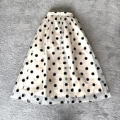 アメリ ヴィンテージ ドット フレア チュール スカート ベージュ ロング S アメリ ヴィンテージ ドット フレア チュール スカート ベージュ