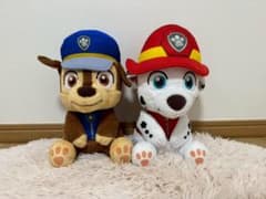 パウ・パトロール ちょこんとおすわりLぬいぐるみ　チェイス、マーシャル