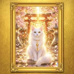 桜宮白猫招福 開運絵画 アート 額縁なし 風水 スピリチュアル 御守り