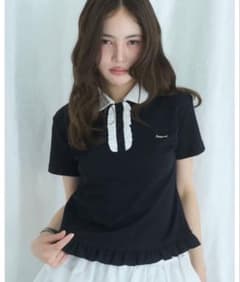 Smyeon Frill poloshirt tee/フリルポロTシャツブラックのサムネイル