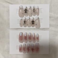 【現品】　まとめ売り　チークネイル　ピンク　フレンチ　y2k 韓国　キラキラのサムネイル