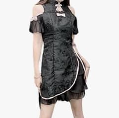 チャイナドレス風 ワンピース ブラック 黒のサムネイル