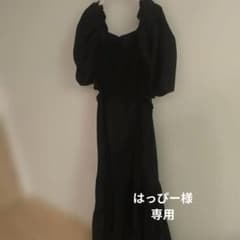 FRAY I.Dパフスリーブ 黒 ミディ丈ワンピース/Mのサムネイル