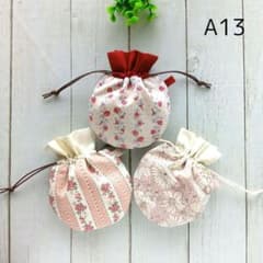 お買得A13◇ミニまる巾着3枚組◇大人花柄◇ポーチ ハンドメイド - メルカリ