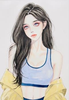 手描きイラスト 水彩原画 スポーツガール298 - メルカリ
