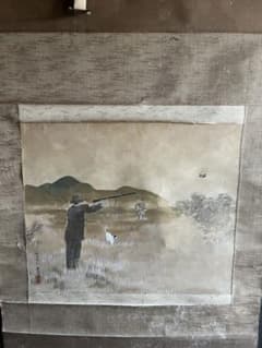 益田玉城 筆　狩猟図 掛軸　肉筆日本画　田園風景図　犬図　古美術 益田玉城 筆 狩猟図 掛軸 肉筆日本画 田園風景図 犬図 古美術 - メルカリ