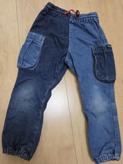 キッズ デニム カーゴパンツ バイカラー 110cmのサムネイル