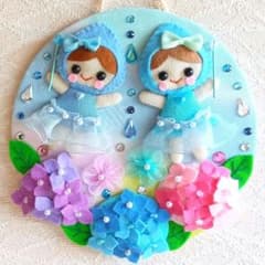 梅雨リース❀雨の妖精 しずくちゃん ちりめん フェルト ハンドメイド