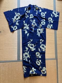 花柄 浴衣 単品 紺色 ネイビーのサムネイル