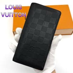 【良品】ルイヴィトン　長財布　ポルトフォイユ　ブラザ　ダミエ　アンフィニ　黒 ルイヴィトン ダミエアンフィニ ポルトフォイユ ブラザ 長財布