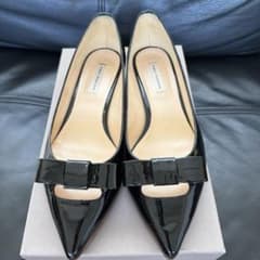 未使用級★FABIO RUSCONI リボン付レザーフラットパンプス　黒37 FABIO RUSCONI フラットパンプス エナメル リボン 黒 used品 - メルカリ