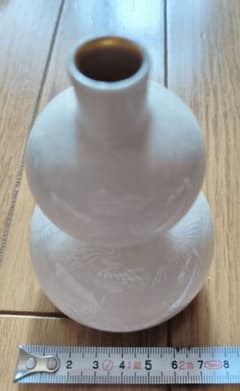 白磁 鶴文様 瓢箪型 花瓶 一輪挿し 京焼 貴古窯 - メルカリ