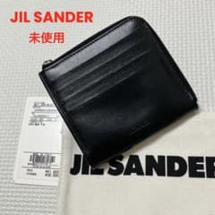 未使用JIL SANDERレザー二つ折り財布 ミニ財布 ブラック タグ袋付き 