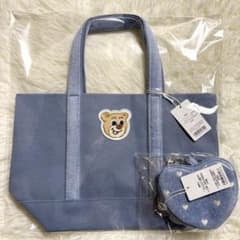 フェイラー オールドテディ ワッペントートバッグ ライトブルー ラブ