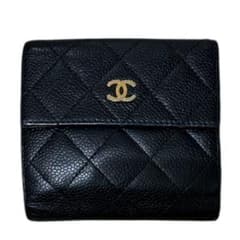 CHANEL マトラッセ キャビアスキン 二つ折り Wホック 財布 ブラックのサムネイル