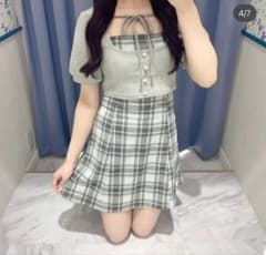 evelyn グレー チェック柄 ミニワンピースのサムネイル