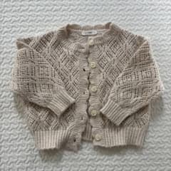 韓国子供服　YOKO Sサイズ　ニットカーディガン　透かし編み