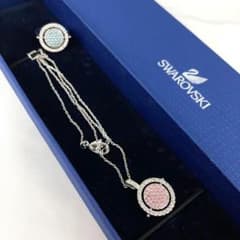 スワロフスキー ネックレス リング セット リバーシブル ピンク ブルー 指輪