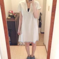 【未使用】リネン ナチュラル 白 ワンピース ハンドメイドのサムネイル