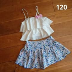 女の子用フリル水着セット（ホワイト・花柄）のサムネイル