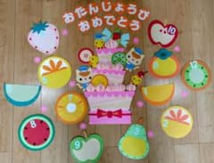 フルーツケーキのお誕生表　壁面飾りのサムネイル