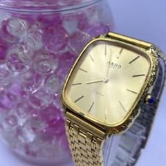 良品 RADO ラドー エレガンス スクエア文字盤 時計 メンズ ゴールド