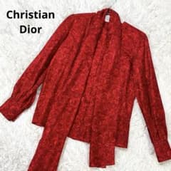 希少・極美品】 ChristianDior シルク ブラウスバラ柄 赤 S - メルカリ