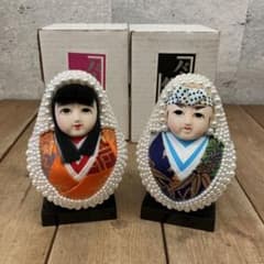 パール武者だるま人形（紫×緑）／レトロ昭和コレクション 昭和レトロ パール 装飾 姫だるま 錦だるま 日本人形 男の子 女の子
