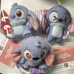 ディズニー　スティッチ　ミルキーボアいろんなコスチュームマスコット３点セット