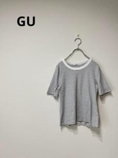 GU ジーユー　ボーダー柄5分丈トップス