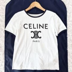 専用 セリーヌ Tシャツ トリオンフロゴ トリム ホワイト XSサイズ
