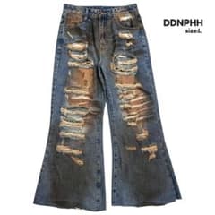 DDNPHH ダメージフレアデニムパンツ Y2K お兄系 L - メルカリ