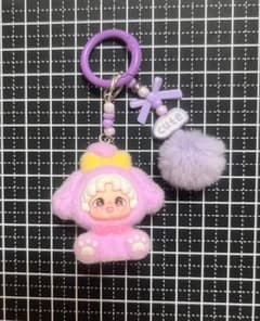 フロッキー加工 アニマルキーホルダー パープル