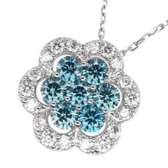 Pt トリートブルー ダイヤ ネックレス 0.60ct 0.30ct - メルカリ
