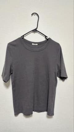 GUリブ クロップド 半袖Tシャツ グレー Lサイズ