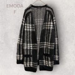 EMODA エモダ　ニットチェックカーディガン　カジュアル　モード系　おしゃれ