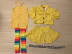ダンス衣装　イエロー チェック柄 コスプレ衣装 セット