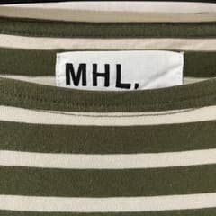 【MHL, 】オリーブグリーンストライプ長袖Tシャツのサムネイル