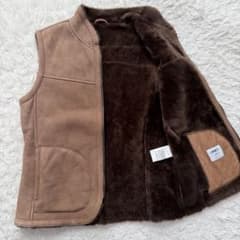 美品定価約15万円 EMMETI BEAMS別注 リアルムートンベスト ボア裏地 