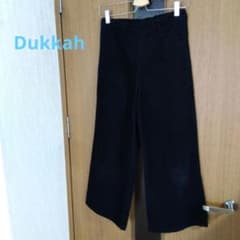 Dukkah コーデュロイ ワイドパンツ ブラック アンクル丈