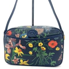 極美品】グッチ ショルダー バッグ GG フローラ ネイビー - メルカリ