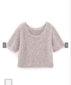 GRL フェザーヤーン 半袖ニット ピンクベージュのサムネイル